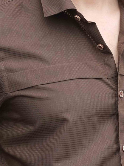 Saddle brown chest plated full sleeve shirt