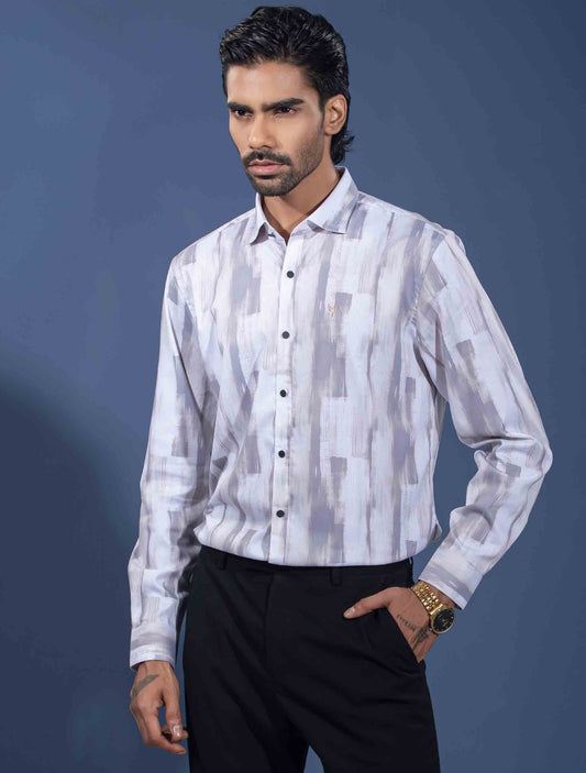 White faded olive Texture printed premium magnet shirt