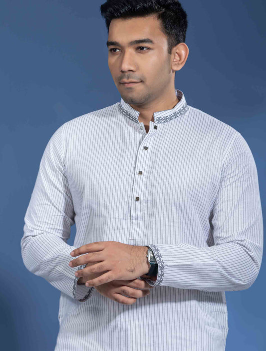 White stripe contrast Premium Panjabi