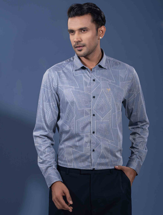 Gray abstract printed premium full sleeve