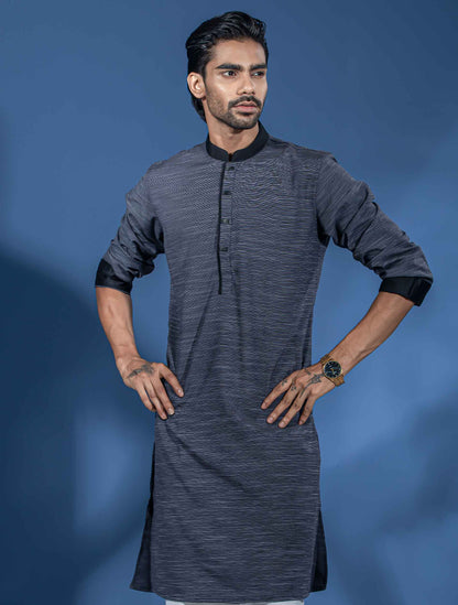 Charcoal Gray contrast Premium Panjabi