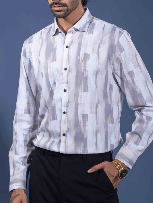 White faded olive Texture printed premium magnet shirt