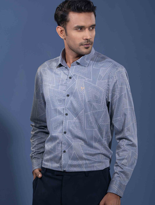 Gray abstract printed premium full sleeve