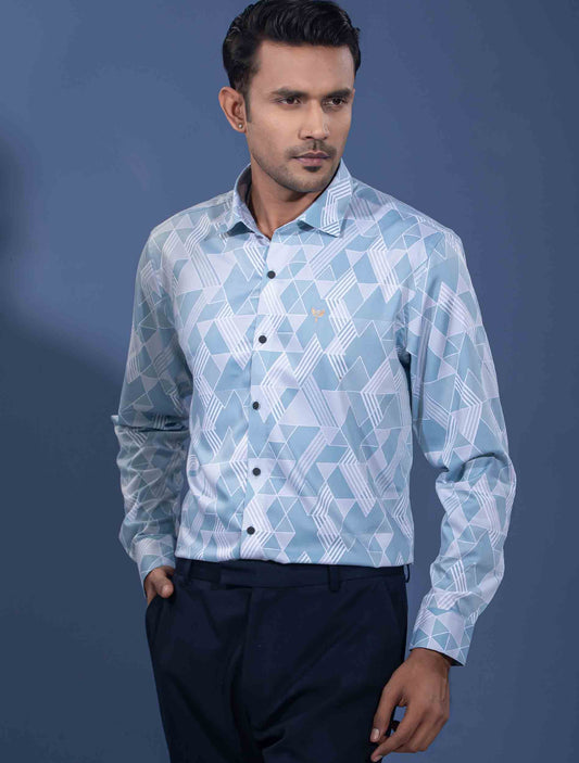 Sky white Border abstract Printed premium Full sleeve