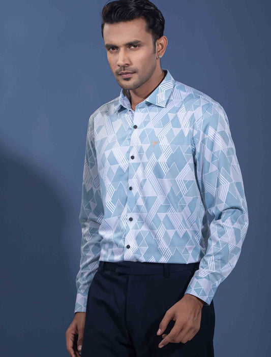 Sky white Border abstract Printed premium Full sleeve
