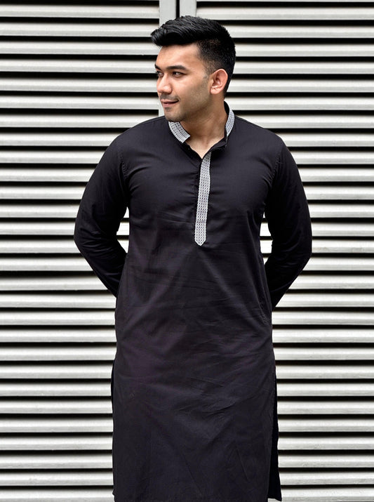Raven Black Plate embroidery premium Panjabi