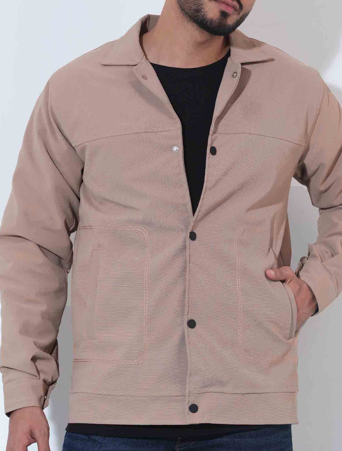 Beige canvas fabric premium jacket