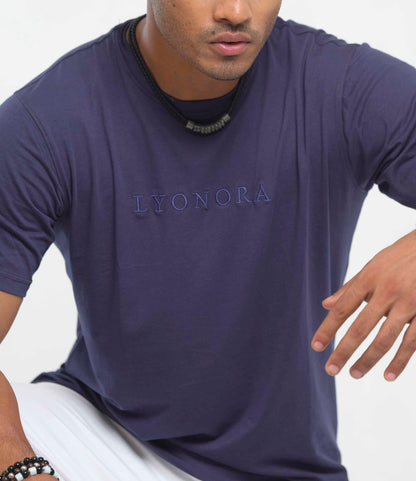 Blue color embroidery T-shirt