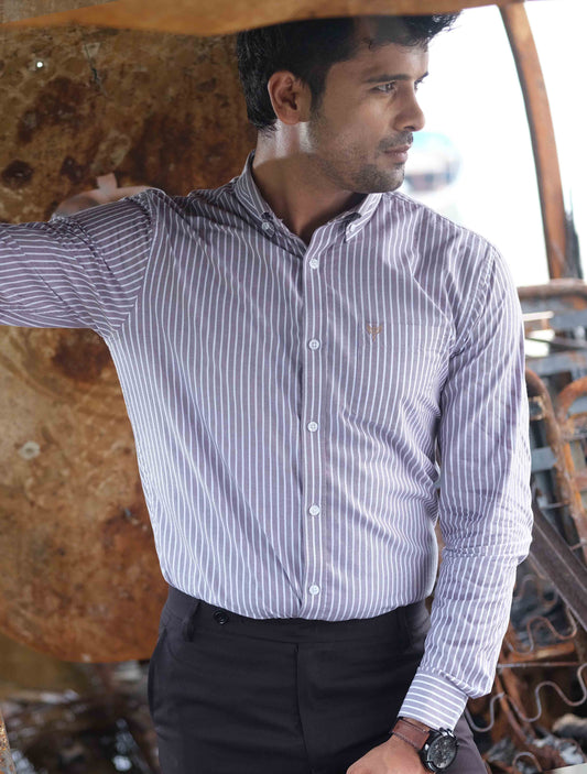 Ash white stripped cotton formal shirt