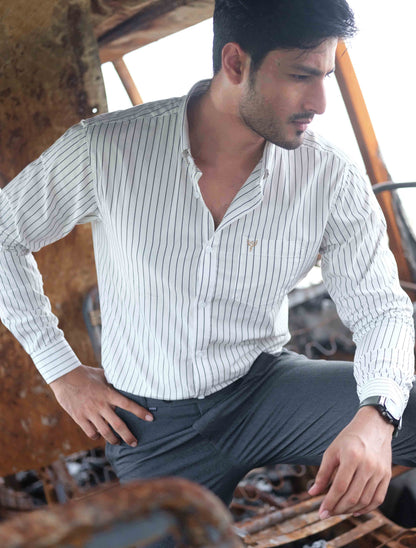 White black stripped cotton formal shirt