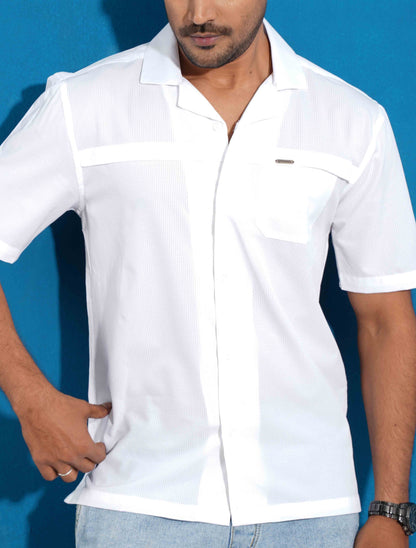 White chest plated havana shirt