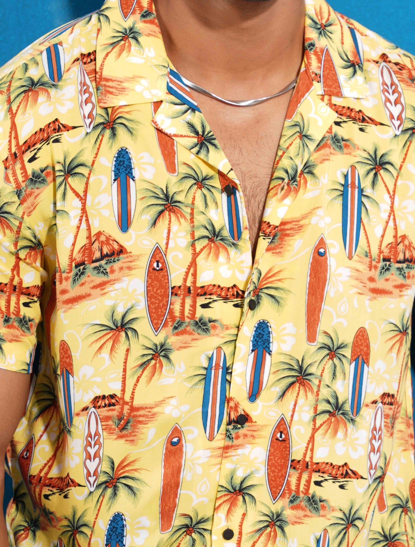 Yellow sailboat printed havana shirt