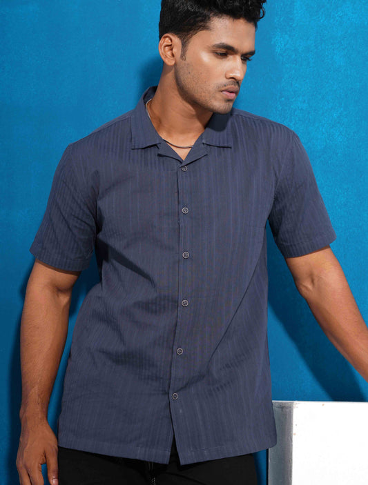 Blue color stripe premium havana shirt