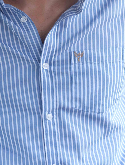 Sky blue stripped cotton formal shirt