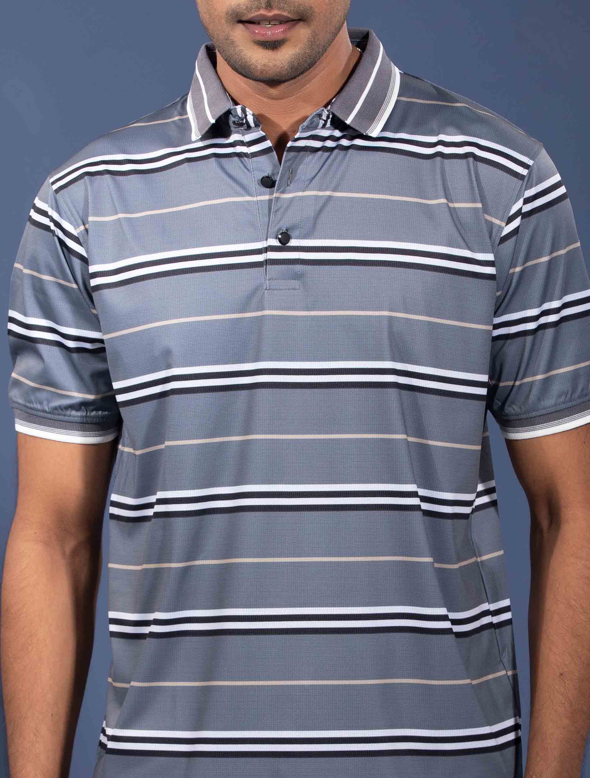 Lava grey stripe premium polo shirt