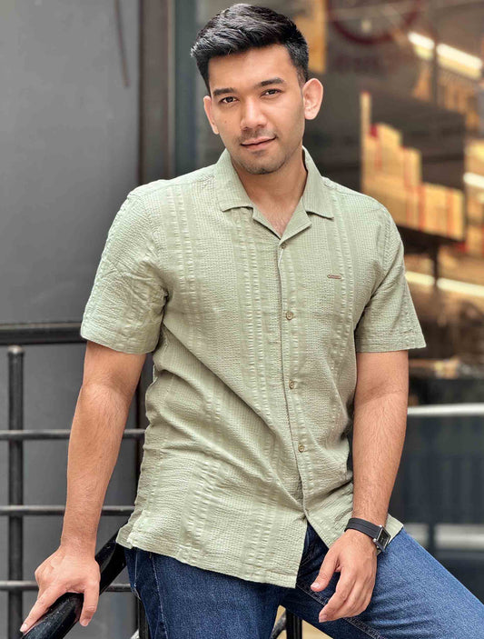 Moss green Texture havana shirt