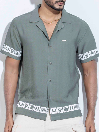 Sage green color hand and waist printed Havana shirt