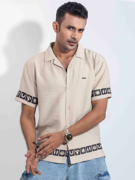 Khaki color hand and waist printed Havana shirt