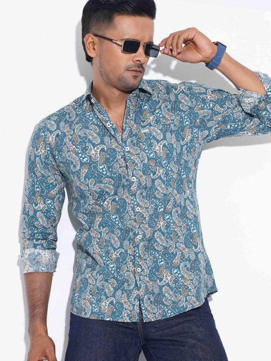 Air Force Blue Sankha Printed Premium Full sleeve Shirt