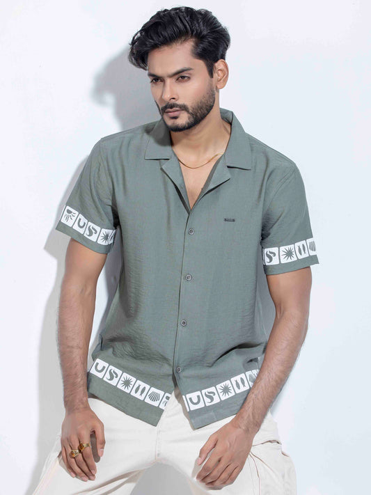 Sage green color hand and waist printed Havana shirt