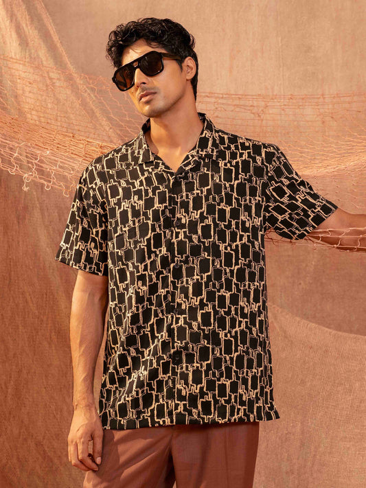Black Cream chain printed Havana shirt