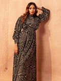 Black and Cream Zebra Printed Long Gown