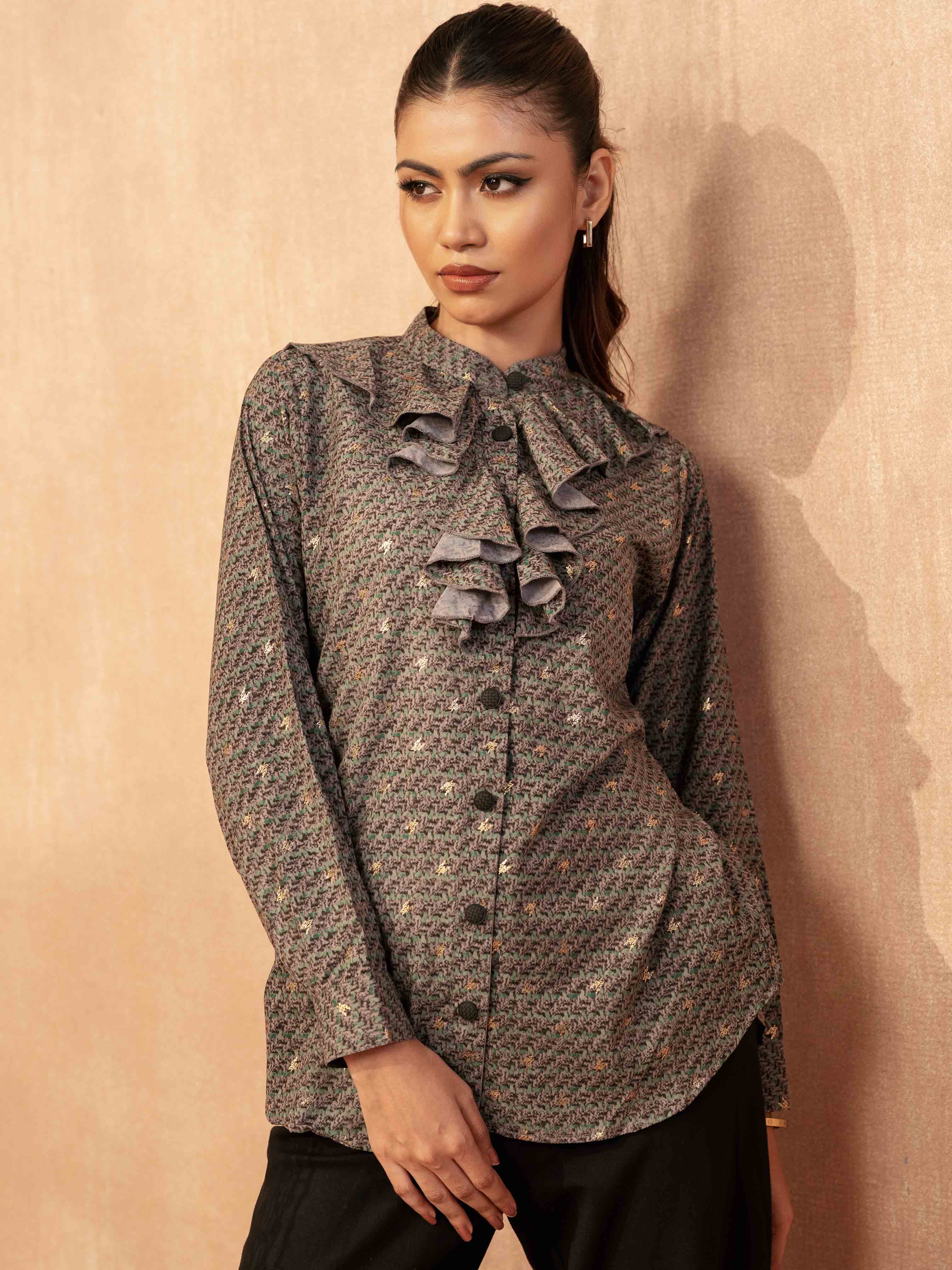 Gray green printed Female Exclusive shirt