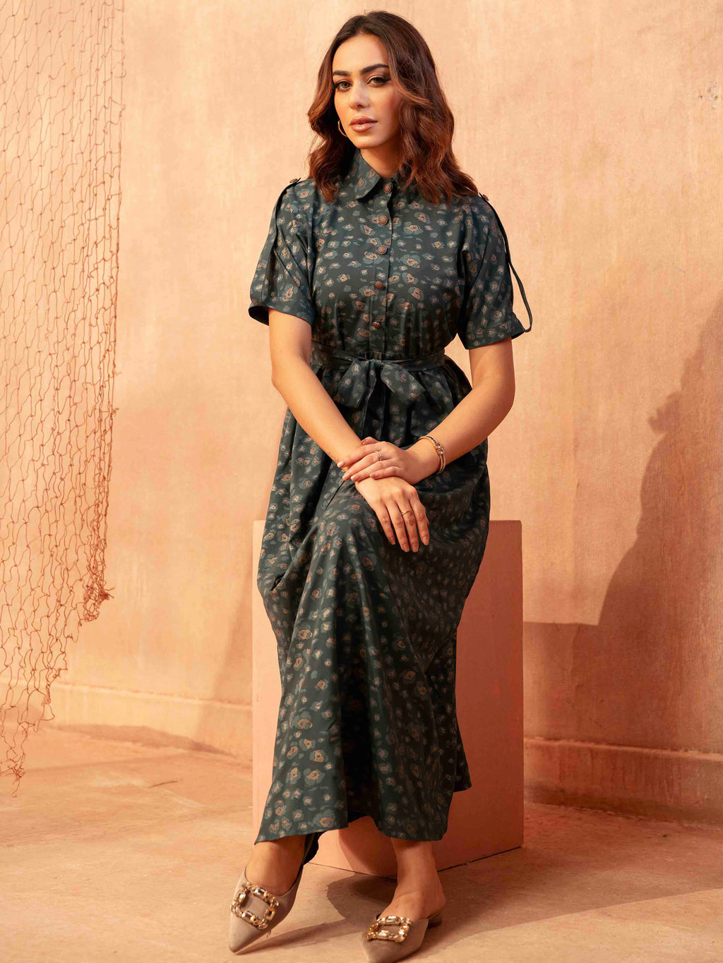 Ocean Blue Printed Long Dress