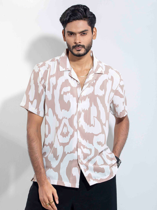 Cream nude color printed Havana shirt