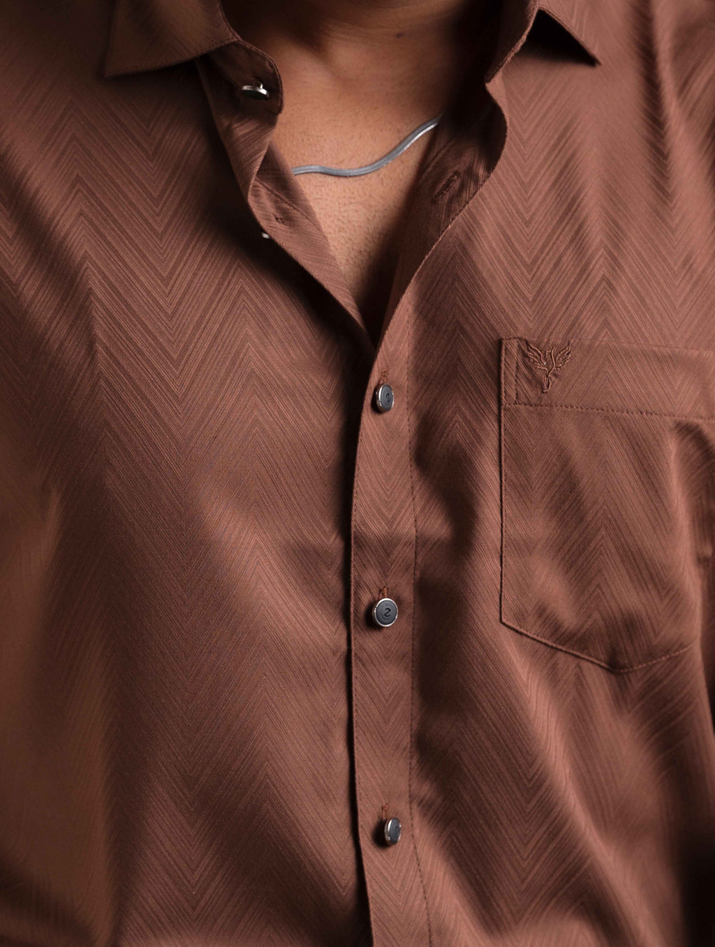 Dark Brown Zigzag Premium Bamboo Silk Shirt