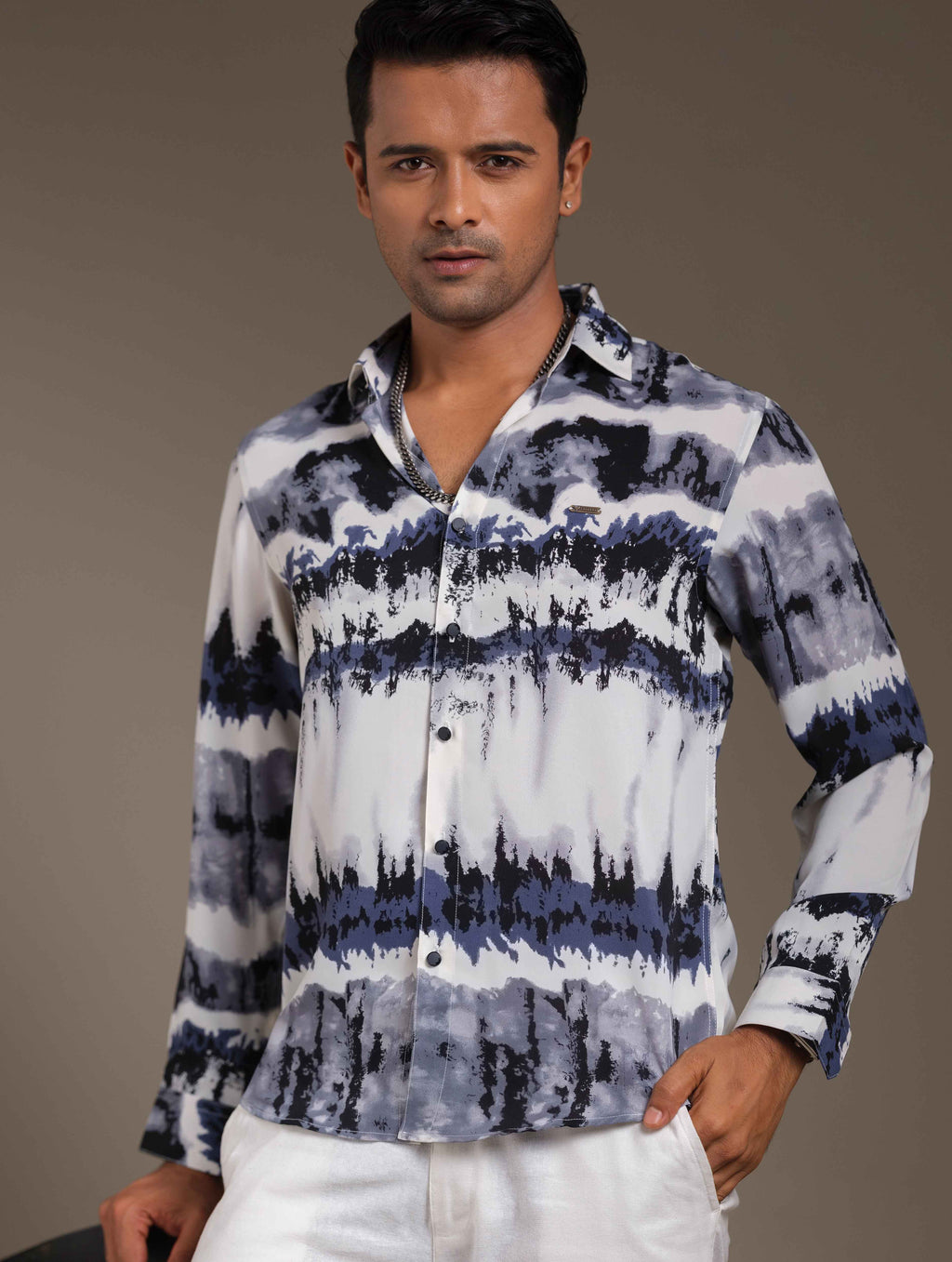 Sky and Blue printed Royal silk full sleeve