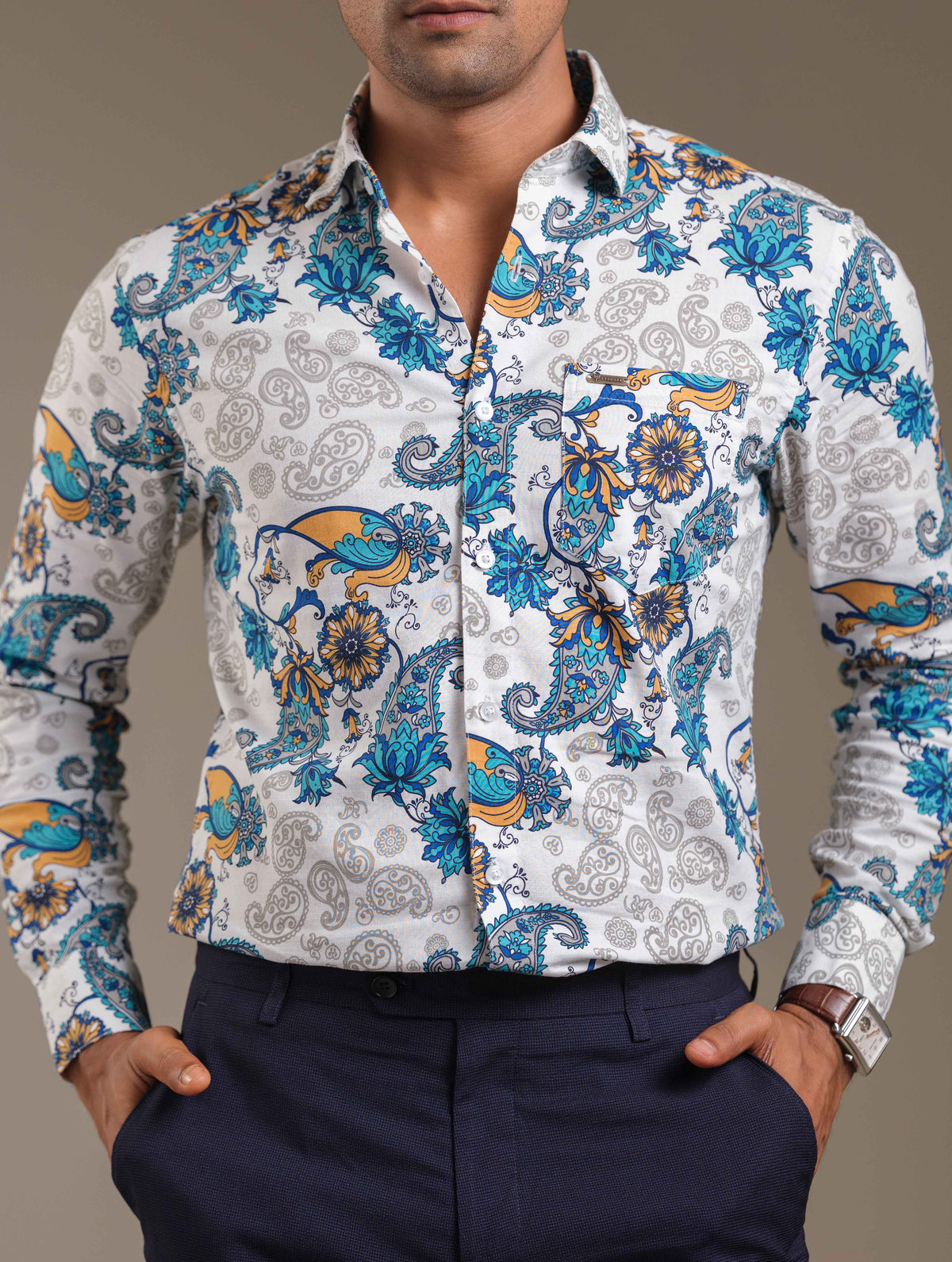 White printed casual shirt