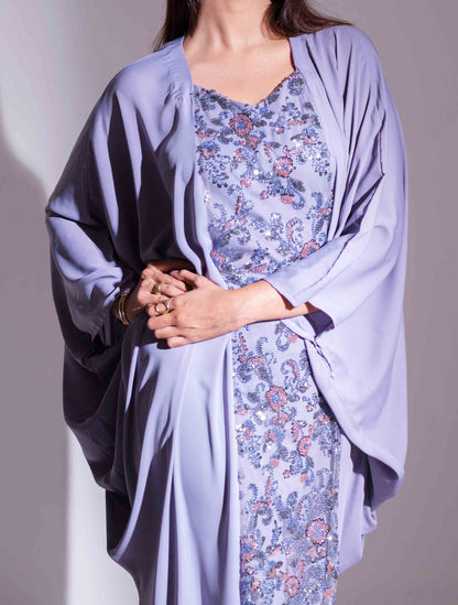 Light purple color abaya design female dress