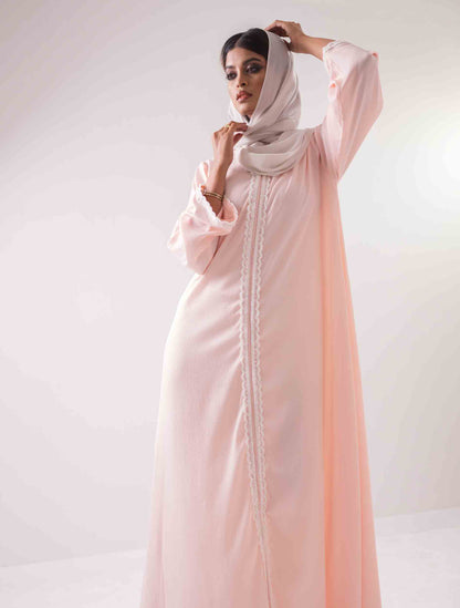 Pink color long sleeve female dress