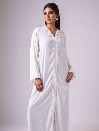 Pearl white long sleeve female dress