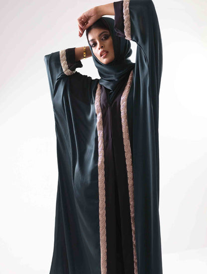 Green black contrast Shrug design female dress