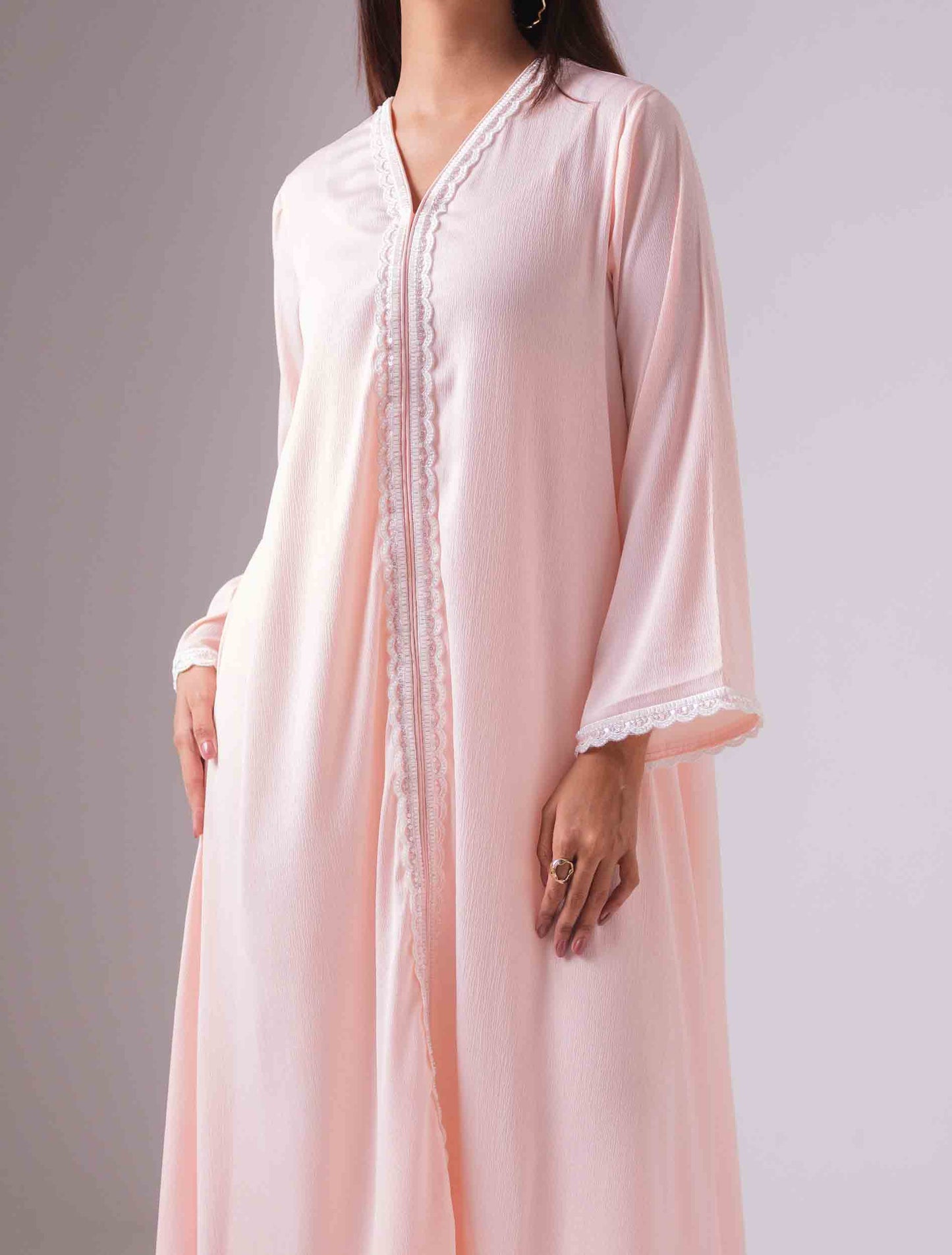 Pink color long sleeve female dress