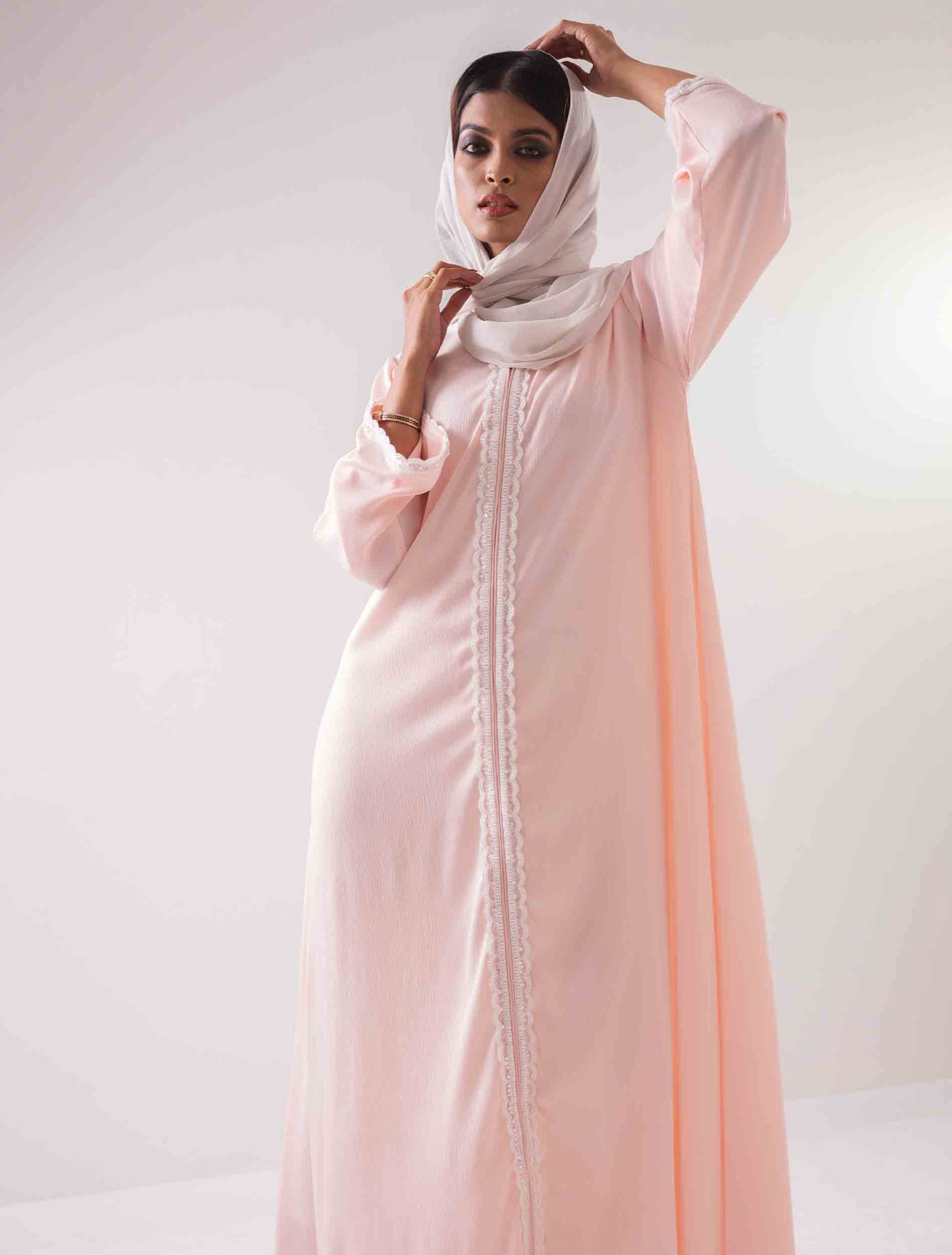 Pink color long sleeve female dress