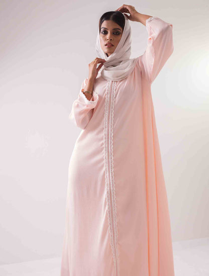 Pink color long sleeve female dress