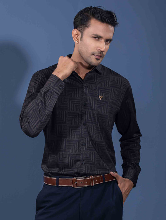 Black Olive cube pattern Printed premium Full sleeve
