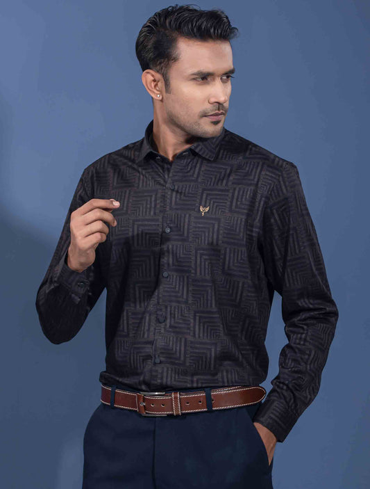 Black Olive cube pattern Printed premium Full sleeve