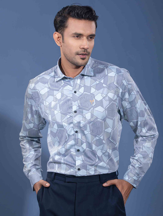 Sky cream hexagonal printed premium full sleeve