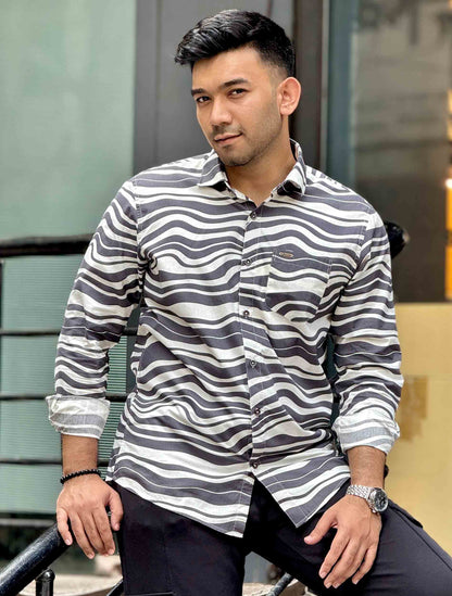 White Black Zebra printed full sleeve shirt