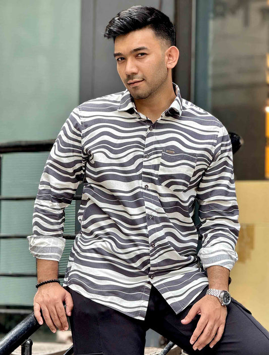 White Black Zebra printed full sleeve shirt
