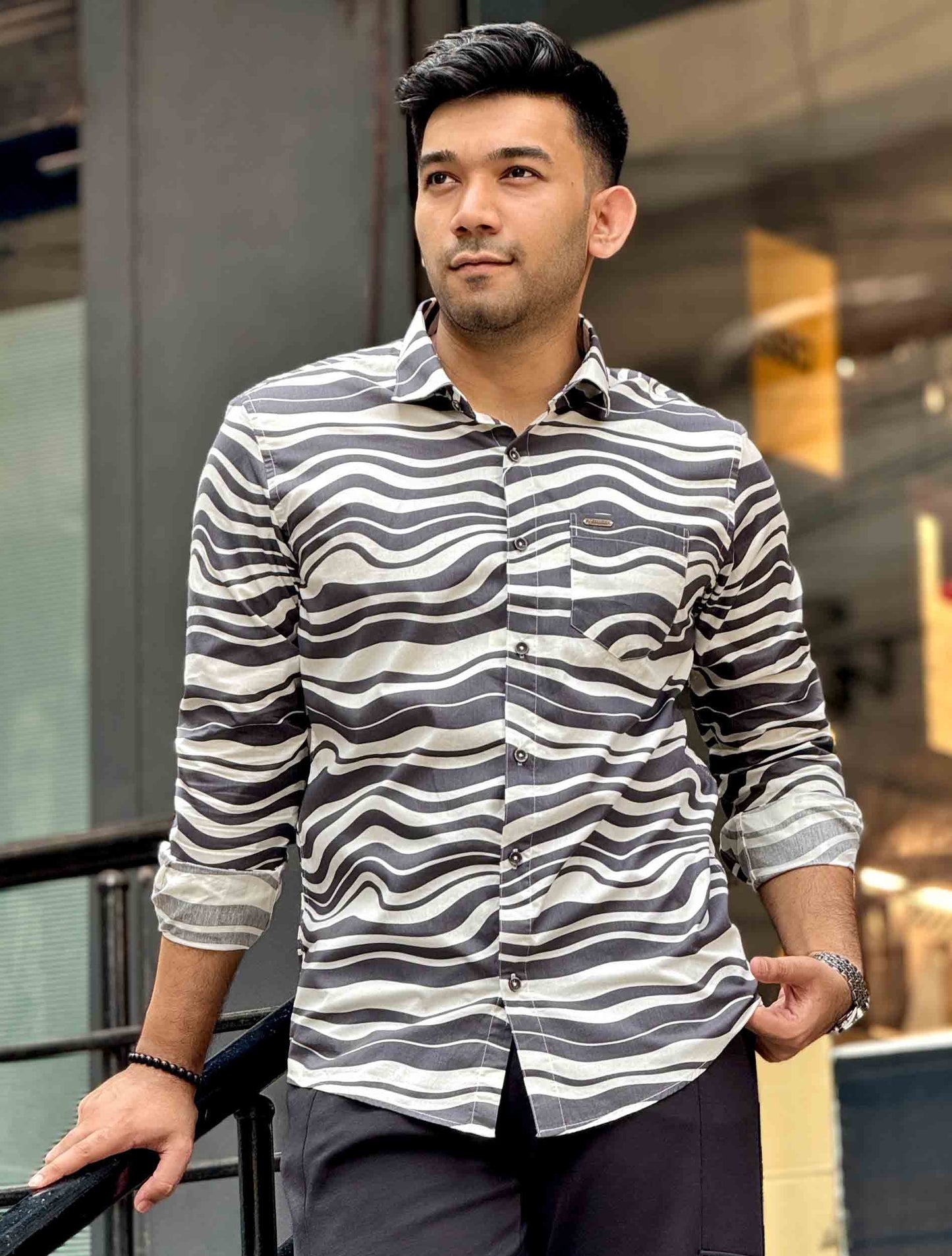White Black Zebra printed full sleeve shirt