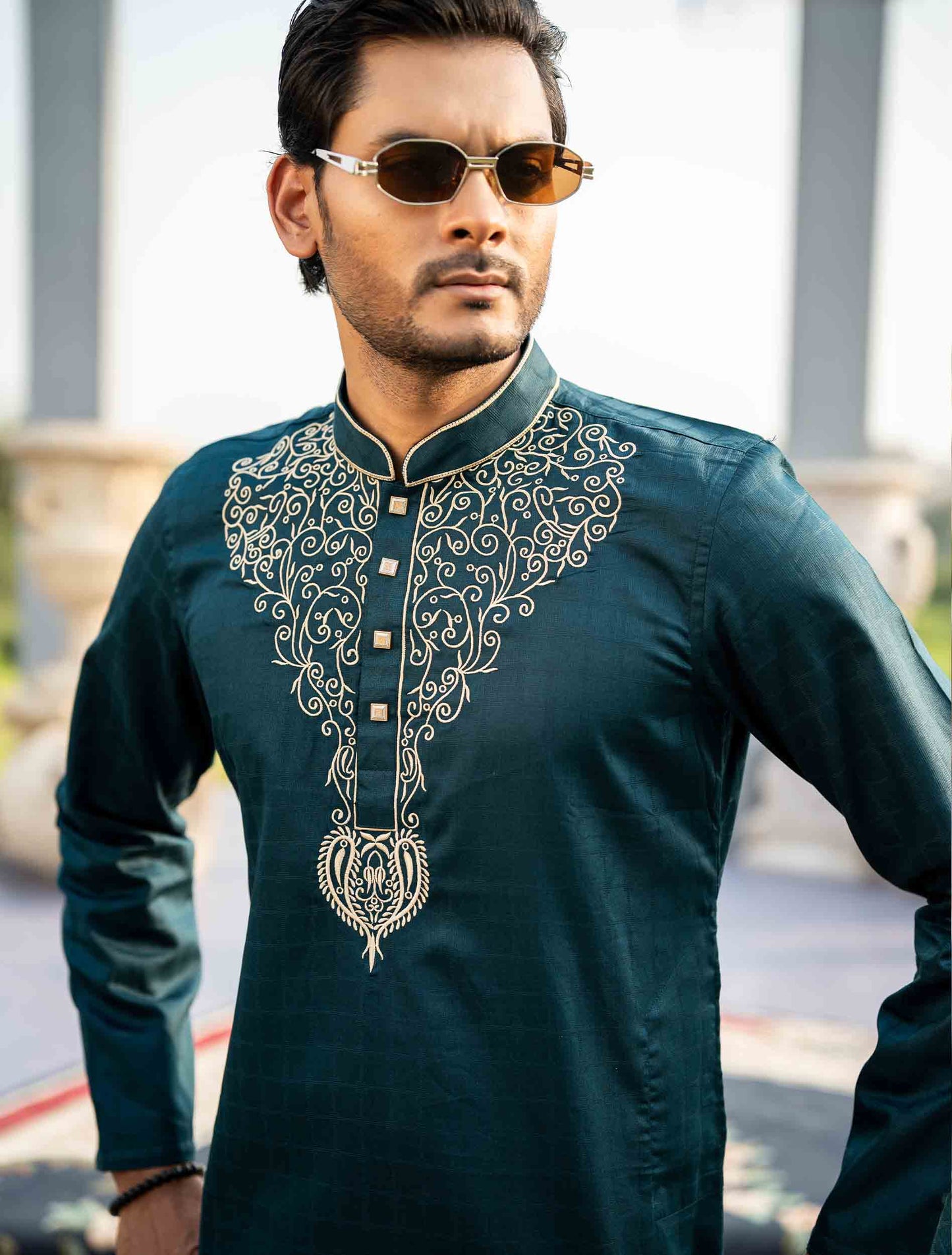 Blue chest embroidery premium panjabi -RAV
