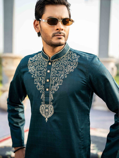 Blue chest embroidery premium panjabi -RAV