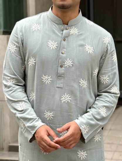 Emerald Green Full body embroidery premium Panjabi