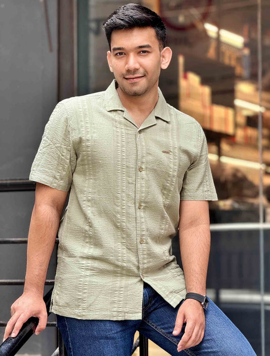 Moss green Texture havana shirt