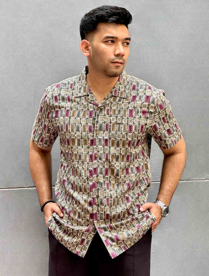 Avocado Olive maroon Printed premium havana shirt